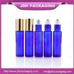 10ml Blue Round Perfume Roll On Glass Bottle With Cap and steel Roller